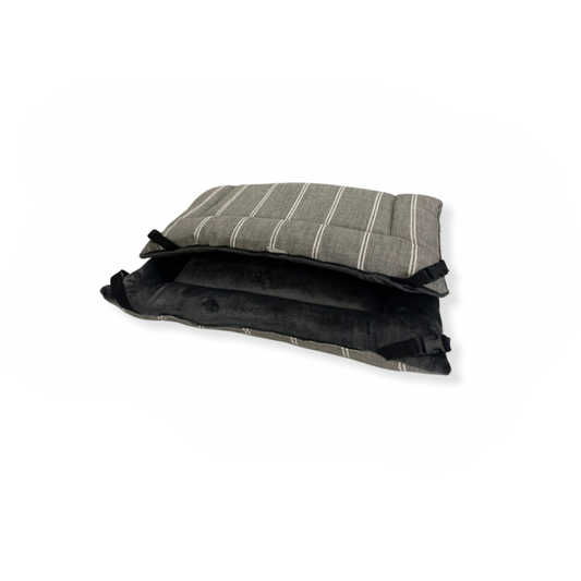 Grey Stripe Cotton & Dark Grey Cuddle Soft Luxury Reversible Pad