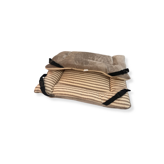 Beige Stripe Cotton & Mushroom Cuddle Soft Luxury Reversible Pad